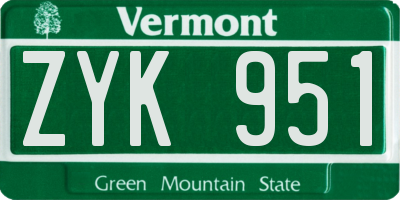 VT license plate ZYK951