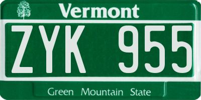 VT license plate ZYK955