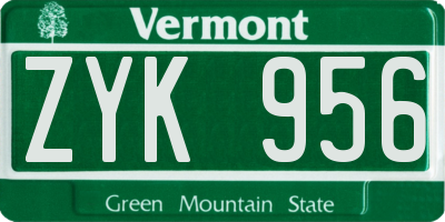 VT license plate ZYK956