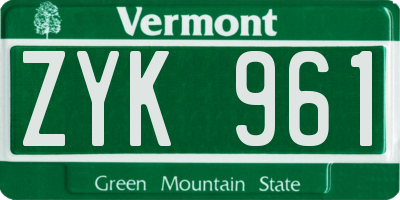 VT license plate ZYK961