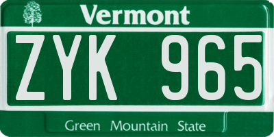VT license plate ZYK965