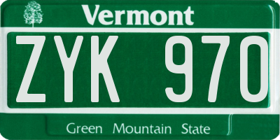 VT license plate ZYK970