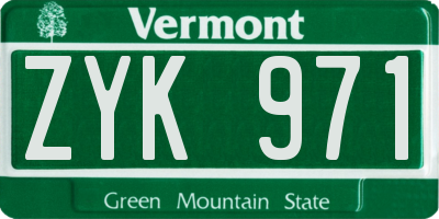 VT license plate ZYK971