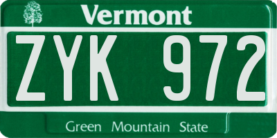 VT license plate ZYK972