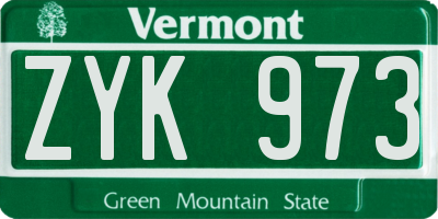 VT license plate ZYK973