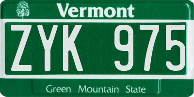 VT license plate ZYK975
