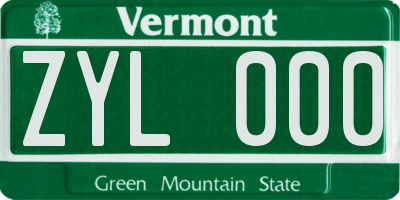 VT license plate ZYL000