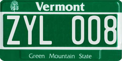 VT license plate ZYL008
