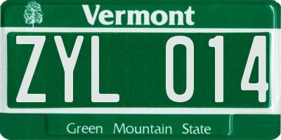VT license plate ZYL014