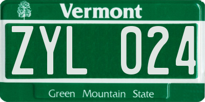 VT license plate ZYL024