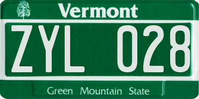 VT license plate ZYL028