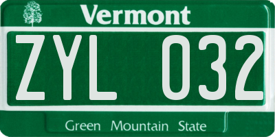 VT license plate ZYL032