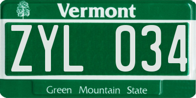 VT license plate ZYL034