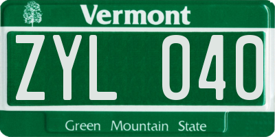 VT license plate ZYL040