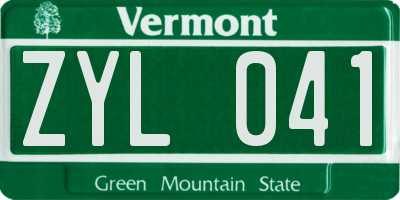 VT license plate ZYL041