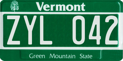 VT license plate ZYL042