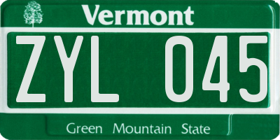 VT license plate ZYL045