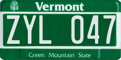 VT license plate ZYL047