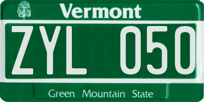 VT license plate ZYL050