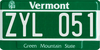 VT license plate ZYL051