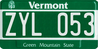 VT license plate ZYL053