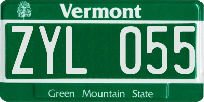 VT license plate ZYL055