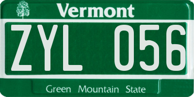 VT license plate ZYL056