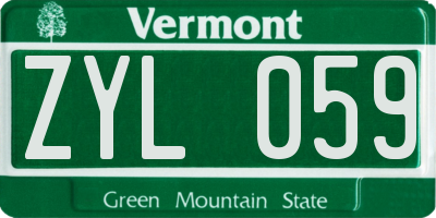 VT license plate ZYL059