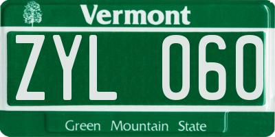 VT license plate ZYL060