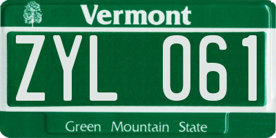 VT license plate ZYL061