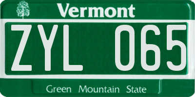 VT license plate ZYL065
