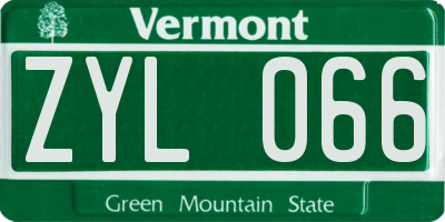 VT license plate ZYL066