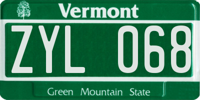 VT license plate ZYL068