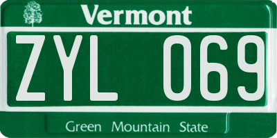 VT license plate ZYL069