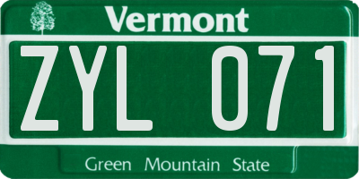 VT license plate ZYL071
