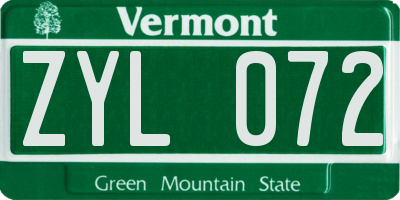 VT license plate ZYL072
