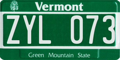 VT license plate ZYL073