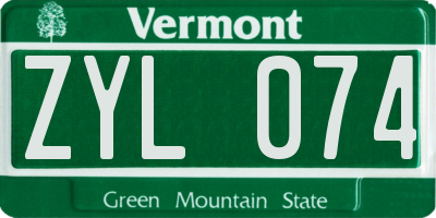 VT license plate ZYL074