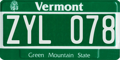 VT license plate ZYL078