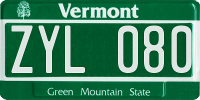 VT license plate ZYL080