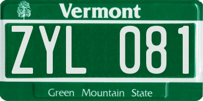 VT license plate ZYL081