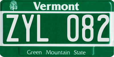 VT license plate ZYL082