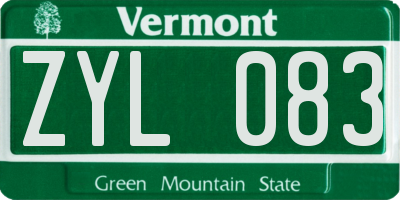 VT license plate ZYL083