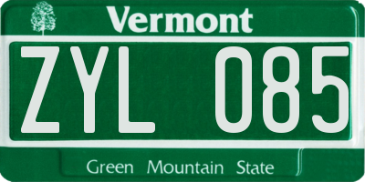 VT license plate ZYL085