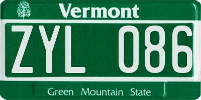 VT license plate ZYL086
