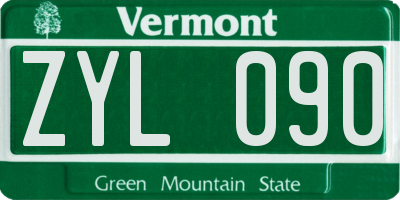 VT license plate ZYL090