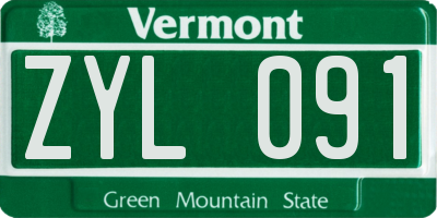 VT license plate ZYL091