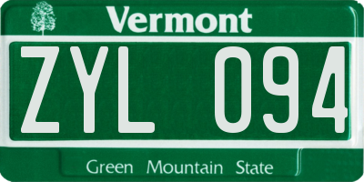 VT license plate ZYL094