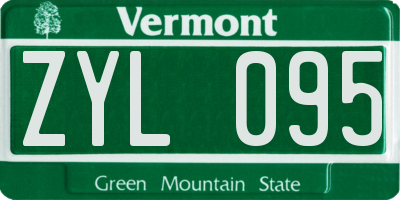 VT license plate ZYL095