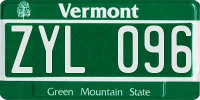 VT license plate ZYL096